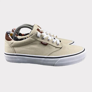 VANS ATWOOD DELUXE SNEAKER MENS 8.5‎ TAN LACE UP TWO TUNE LEATHER CANVAS PRINTS